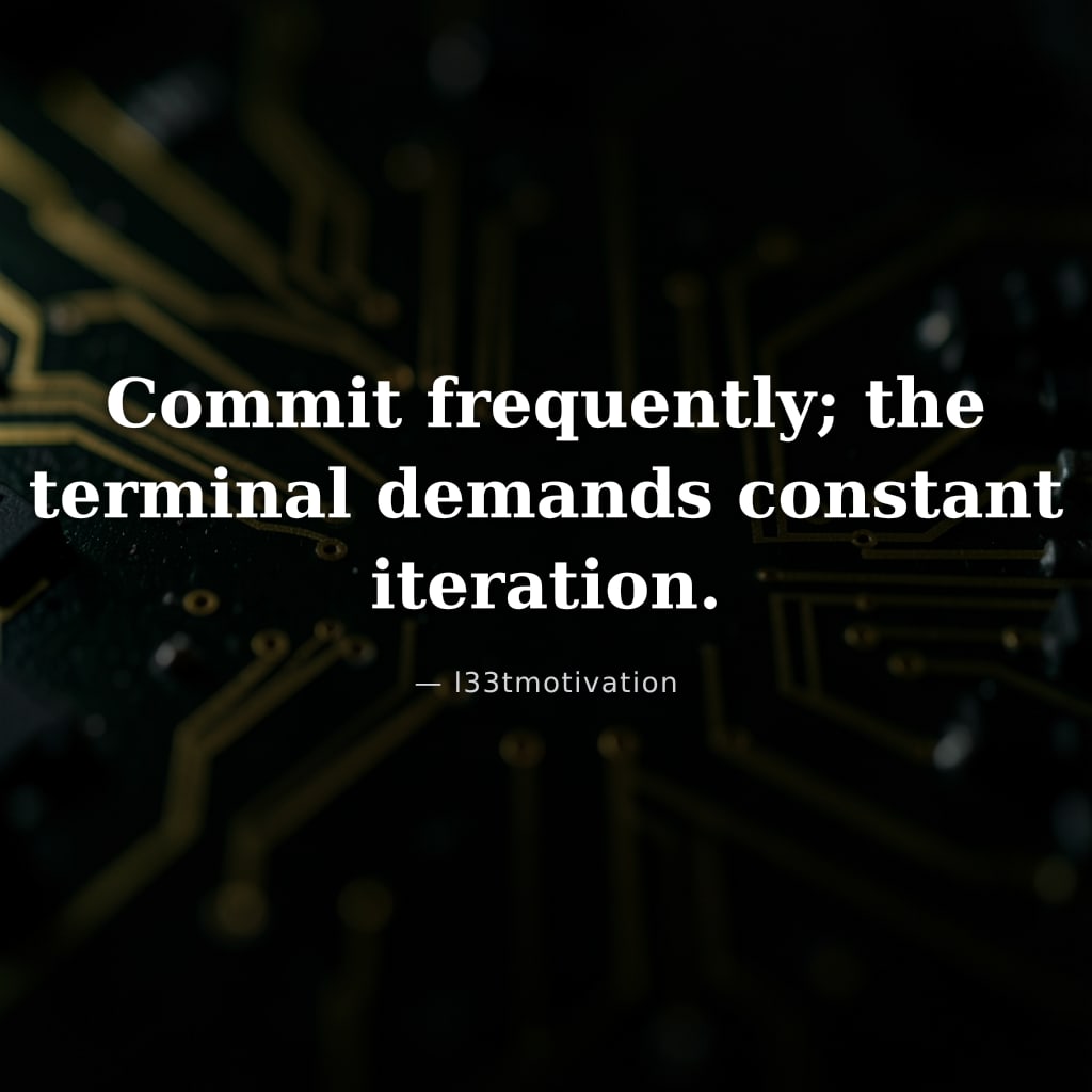 Commit frequently; the terminal demands constant iteration.