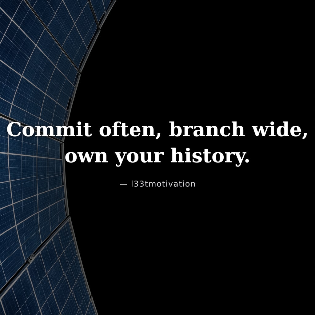 Commit often, branch wide, own your history.