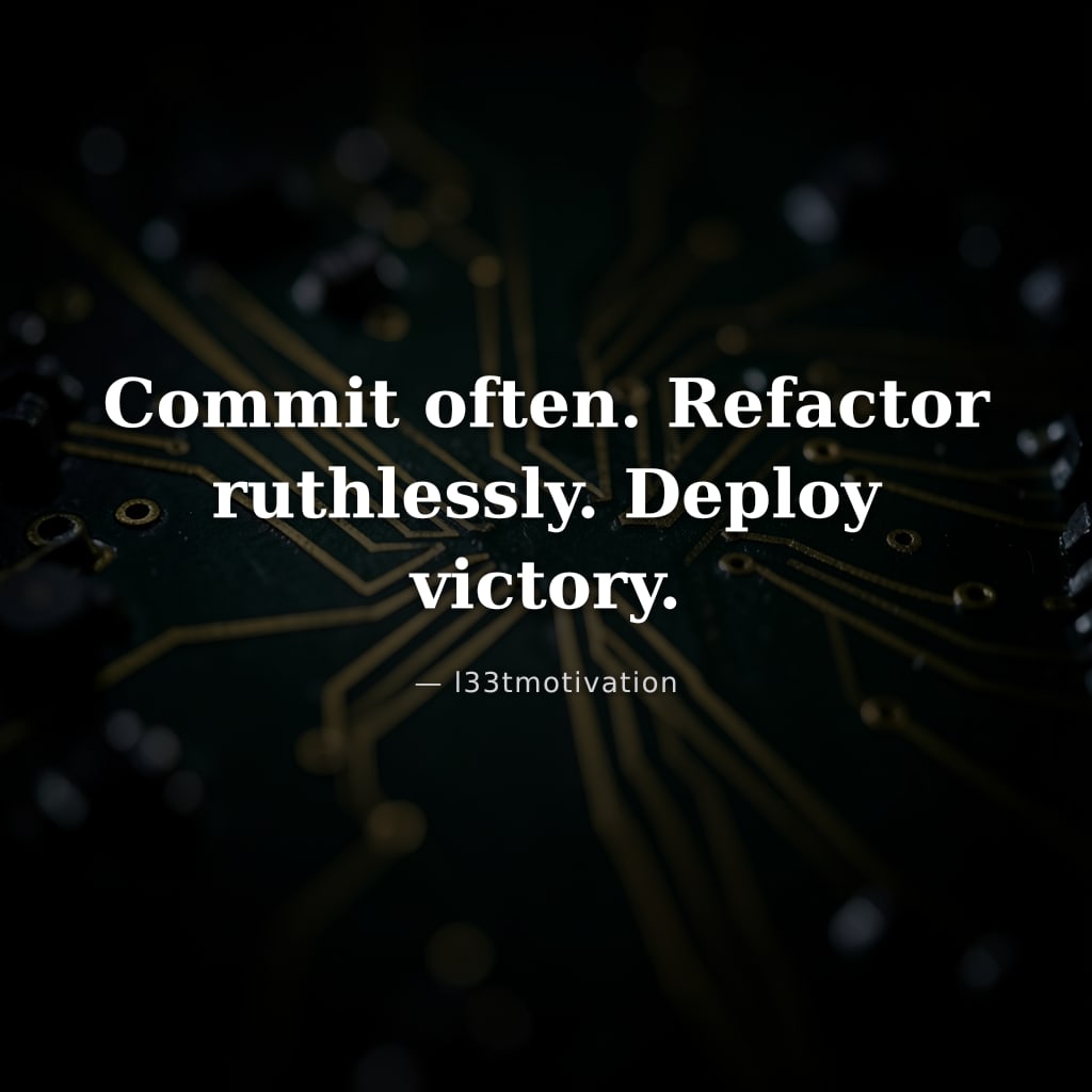 Commit often. Refactor ruthlessly. Deploy victory.