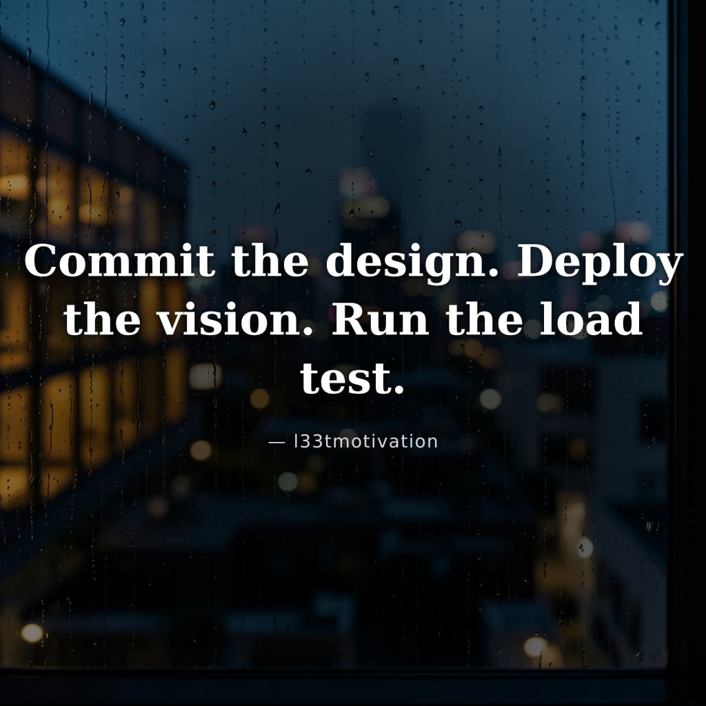 Commit the design. Deploy the vision. Run the load test.