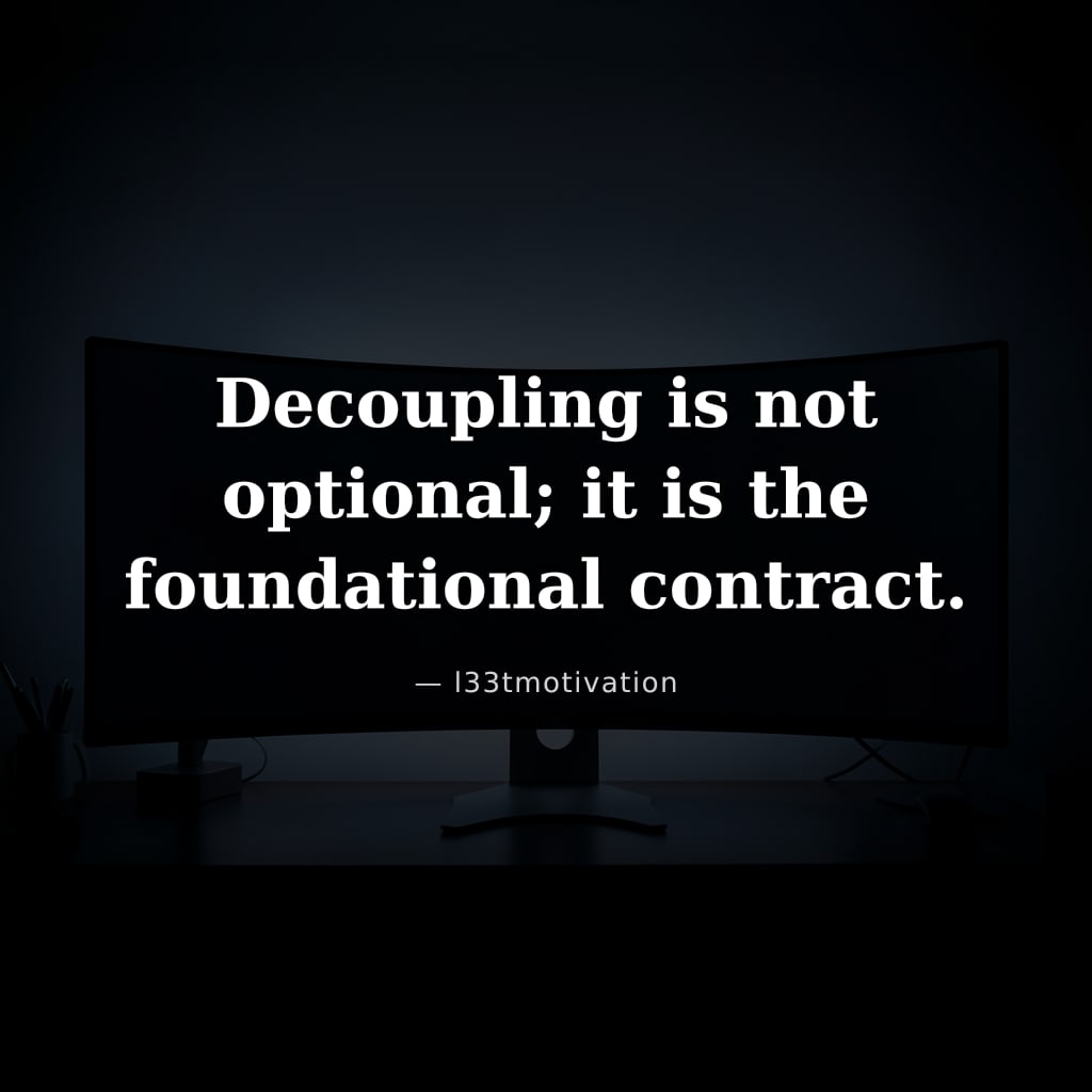 Decoupling is not optional; it is the foundational contract.