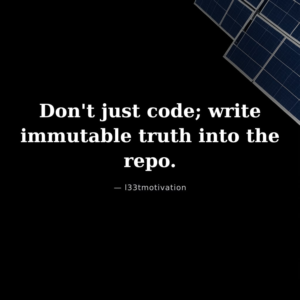 Don't just code; write immutable truth into the repo.