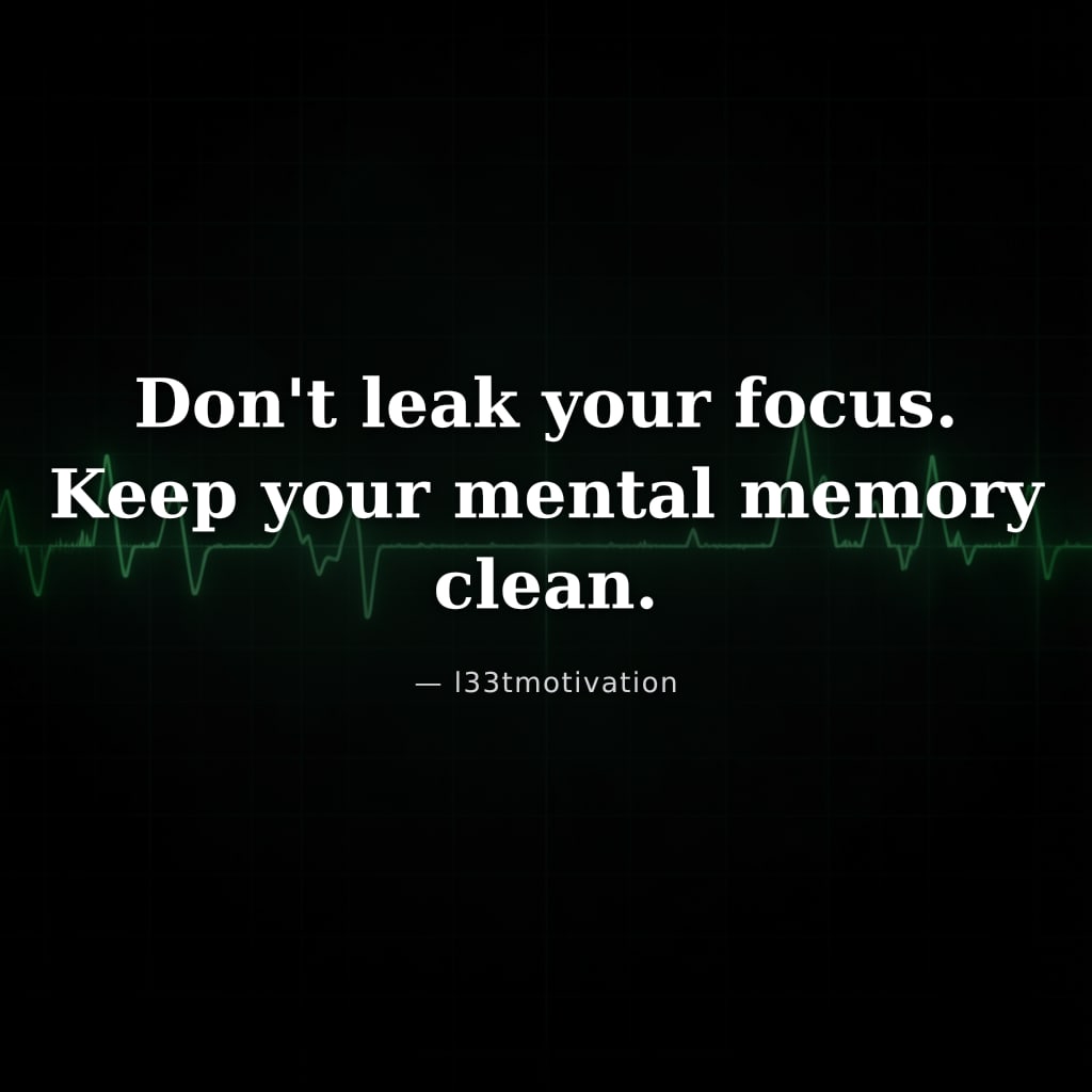 Don't leak your focus. Keep your mental memory clean.