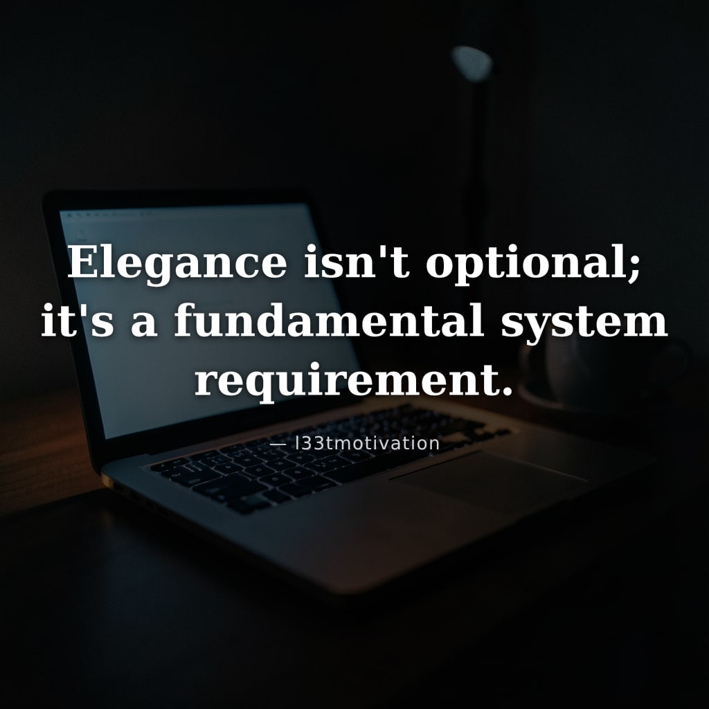 Elegance isn't optional; it's a fundamental system requirement.