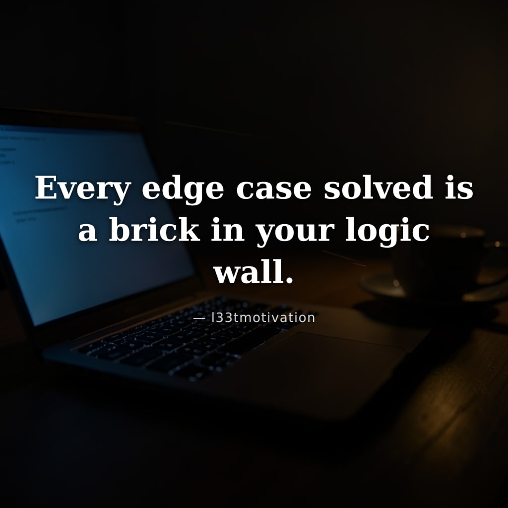 Every edge case solved is a brick in your logic wall.