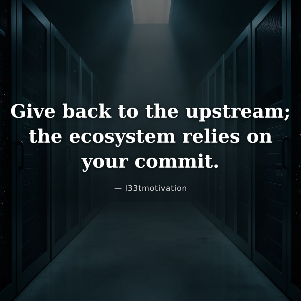 Give back to the upstream; the ecosystem relies on your commit.