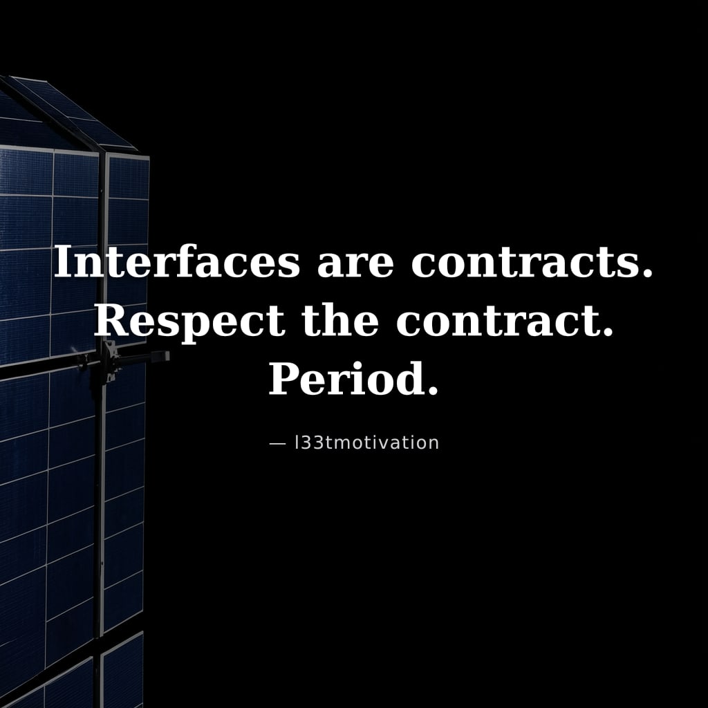Interfaces are contracts. Respect the contract. Period.