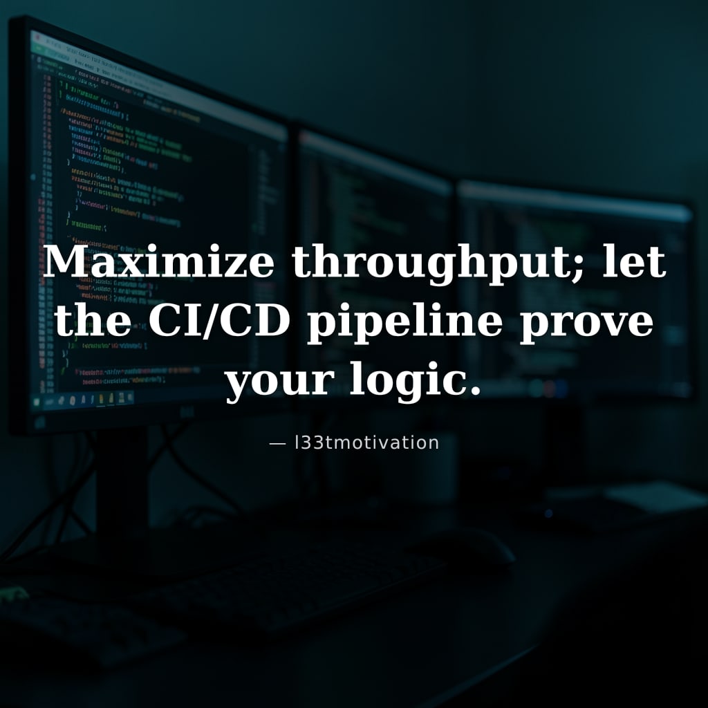 Maximize throughput; let the CI/CD pipeline prove your logic.