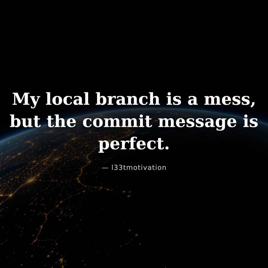 My local branch is a mess, but the commit message is perfect.