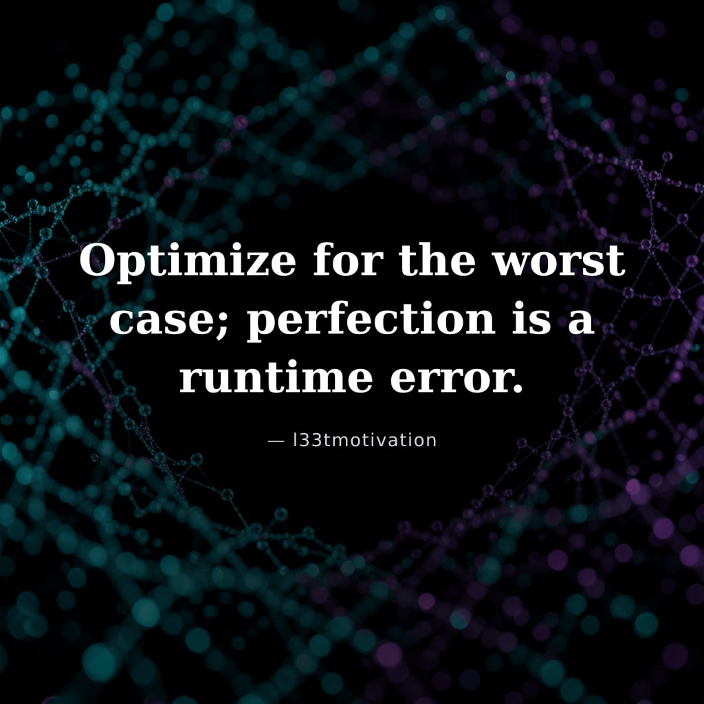 Optimize for the worst case; perfection is a runtime error.