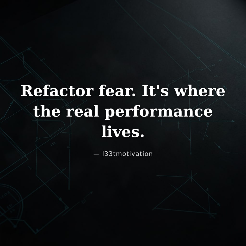 Refactor fear. It's where the real performance lives.