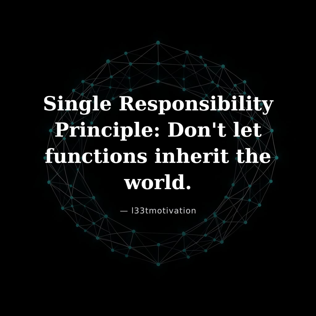 Single Responsibility Principle: Don't let functions inherit the world.
