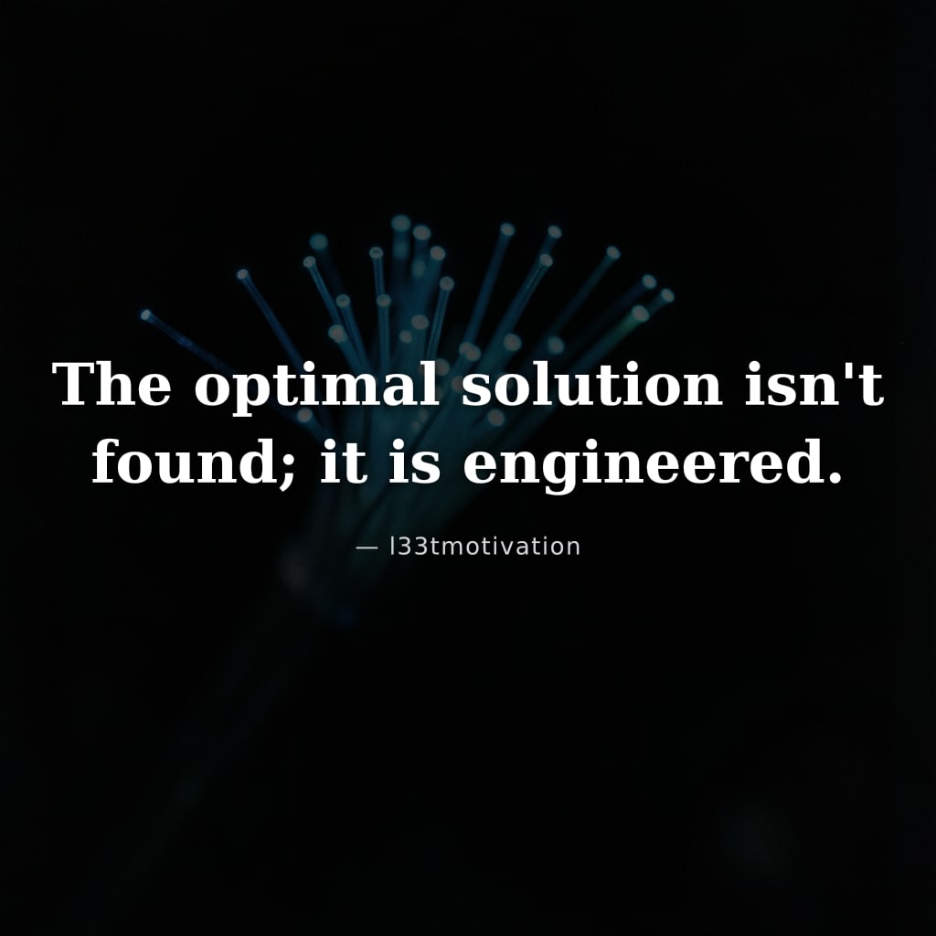 The optimal solution isn't found; it is engineered.