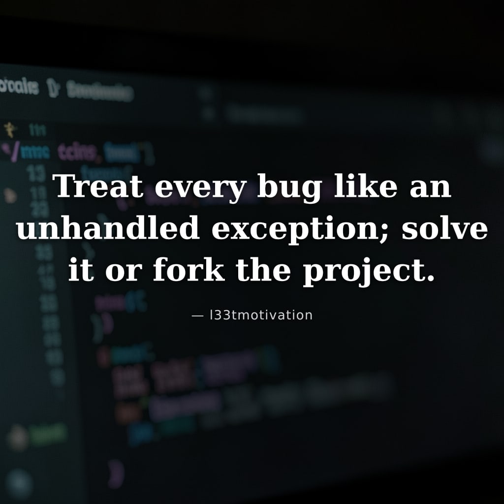 Treat every bug like an unhandled exception; solve it or fork the project.